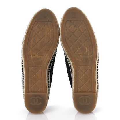Chanel Metallic Lambskin Tweed CC Espadrilles 39 Black Silver 7 of 10