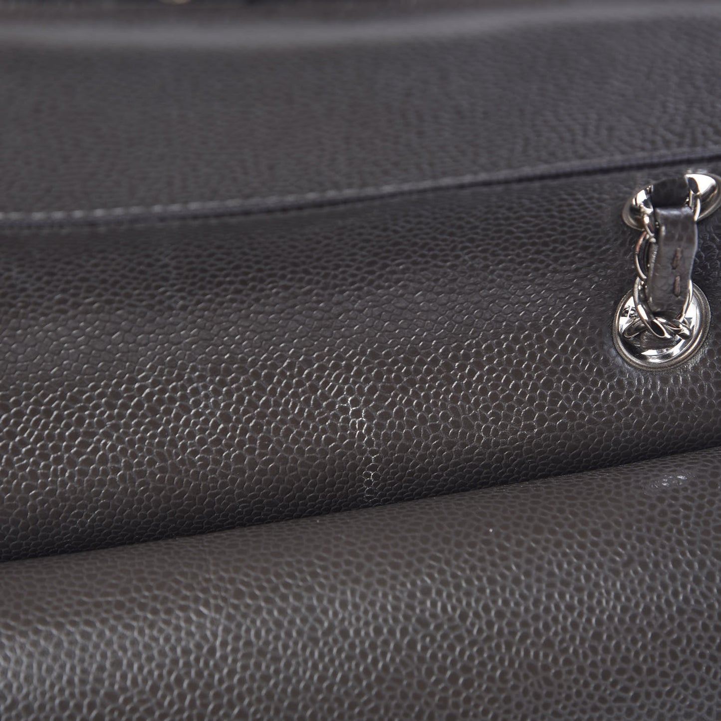 Caviar Quilted Medium Double Flap Dark Grey