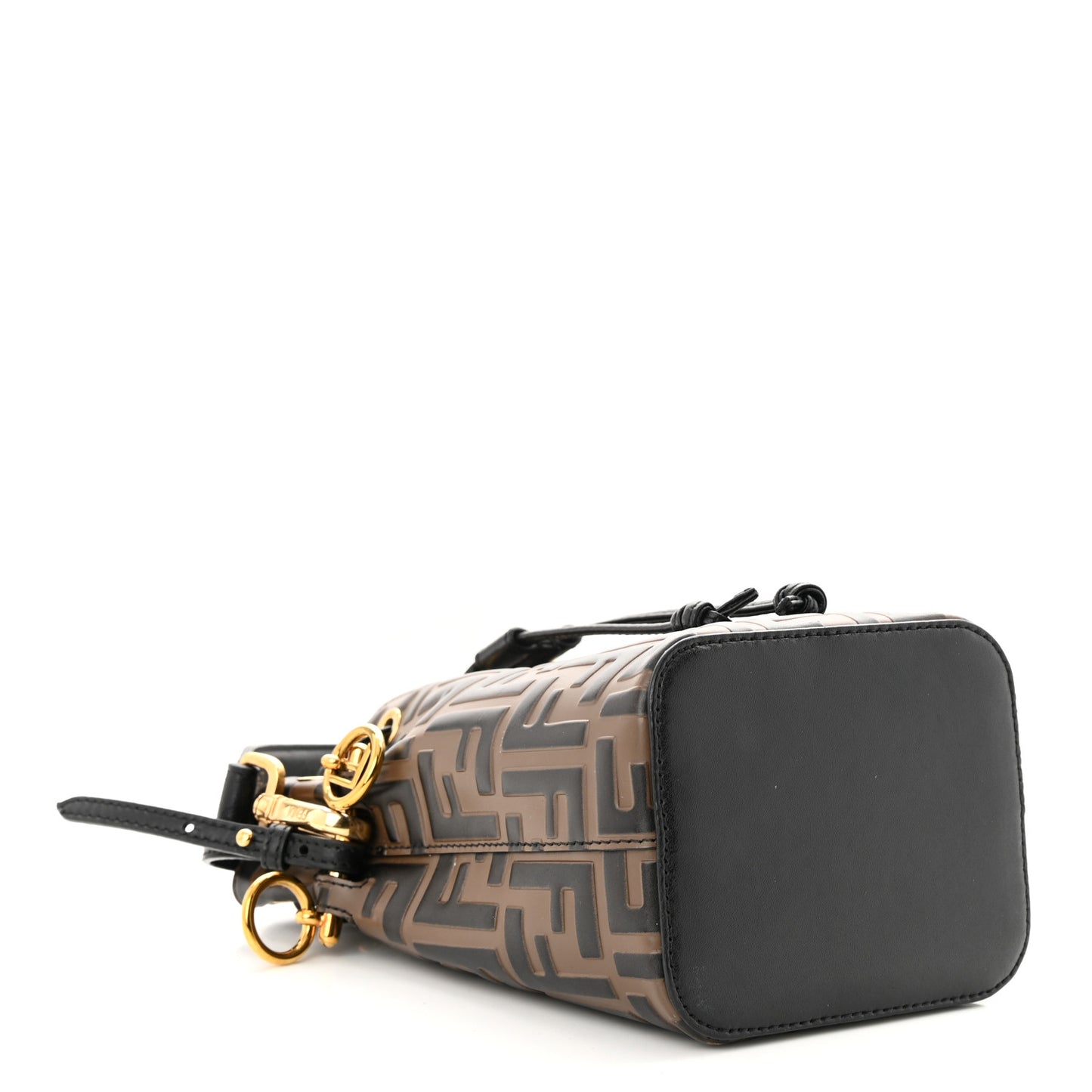 Vitello Liberty F is Fendi Bi-Color FF 1974 Embossed Mini Mon Tresor Bucket Bag Maya Black