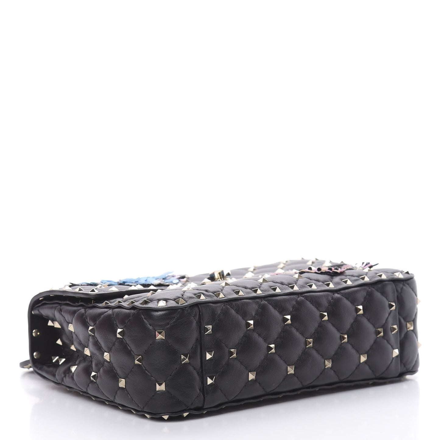 Nappa Butterfly Medium Rockstud Spike Shoulder Bag Black