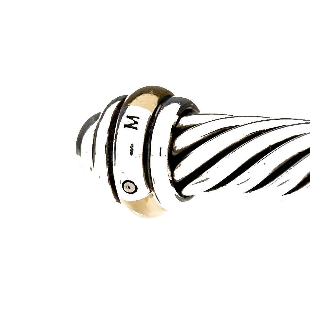 David Yurman Sterling Silver 18K Yellow Gold 4mm Cable Classics Bracelet 3 of 4