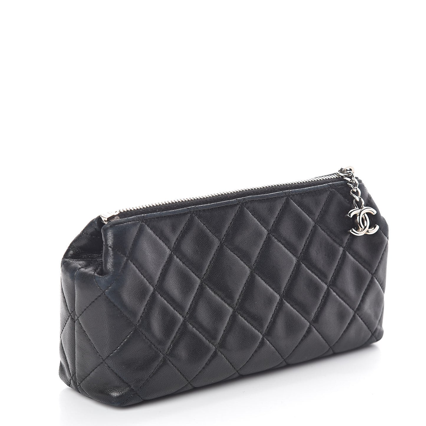 Lambskin Quilted Cosmetic Case Black