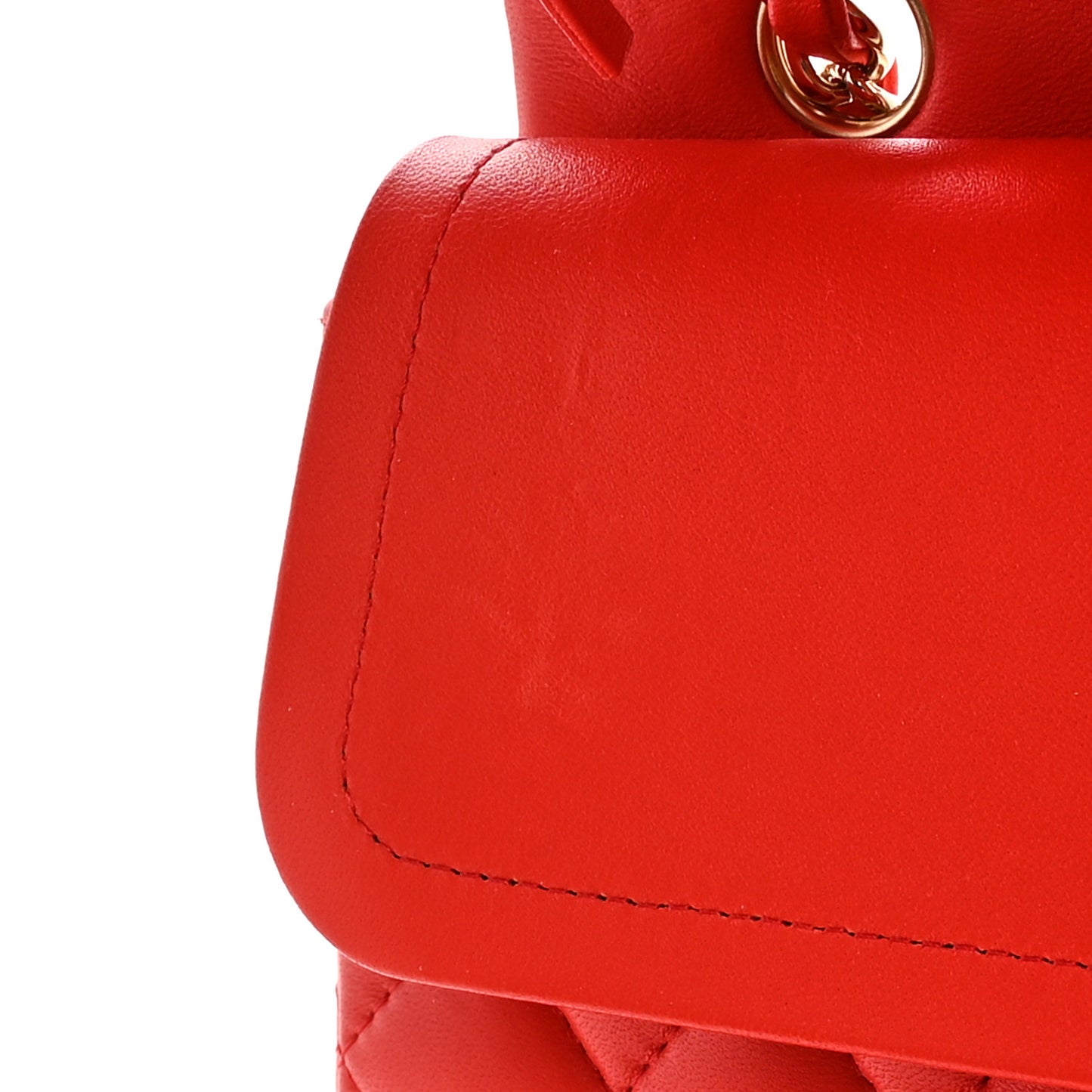Lambskin Quilted Medium Double Flap Red