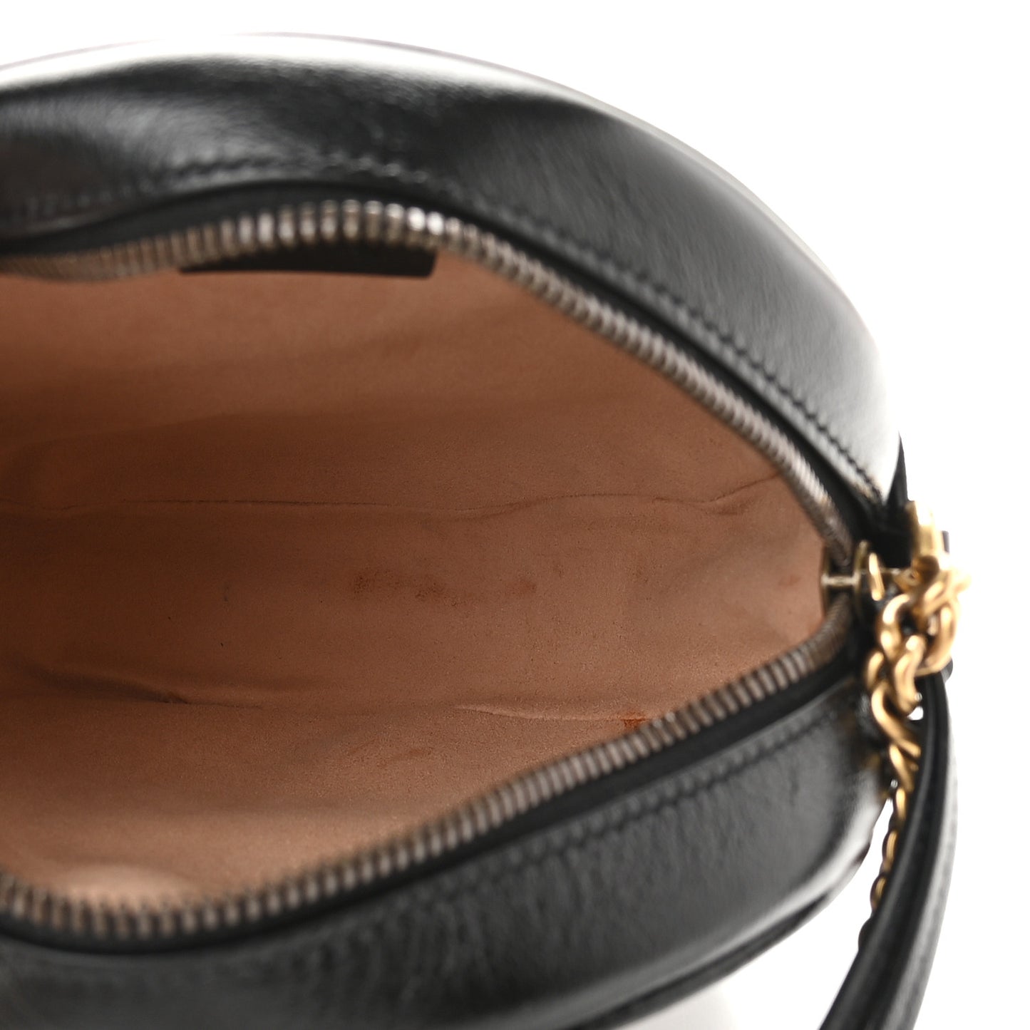 Azalea Calfskin Matelasse Heart Mini GG Marmont Round Shoulder Bag Black
