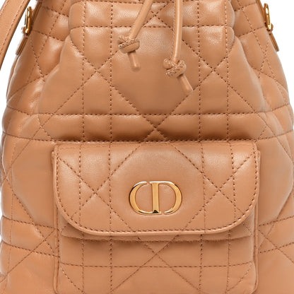 Christian Dior Lambskin Cannage Small Caro Bucket Bag Light Gold 7 of 9