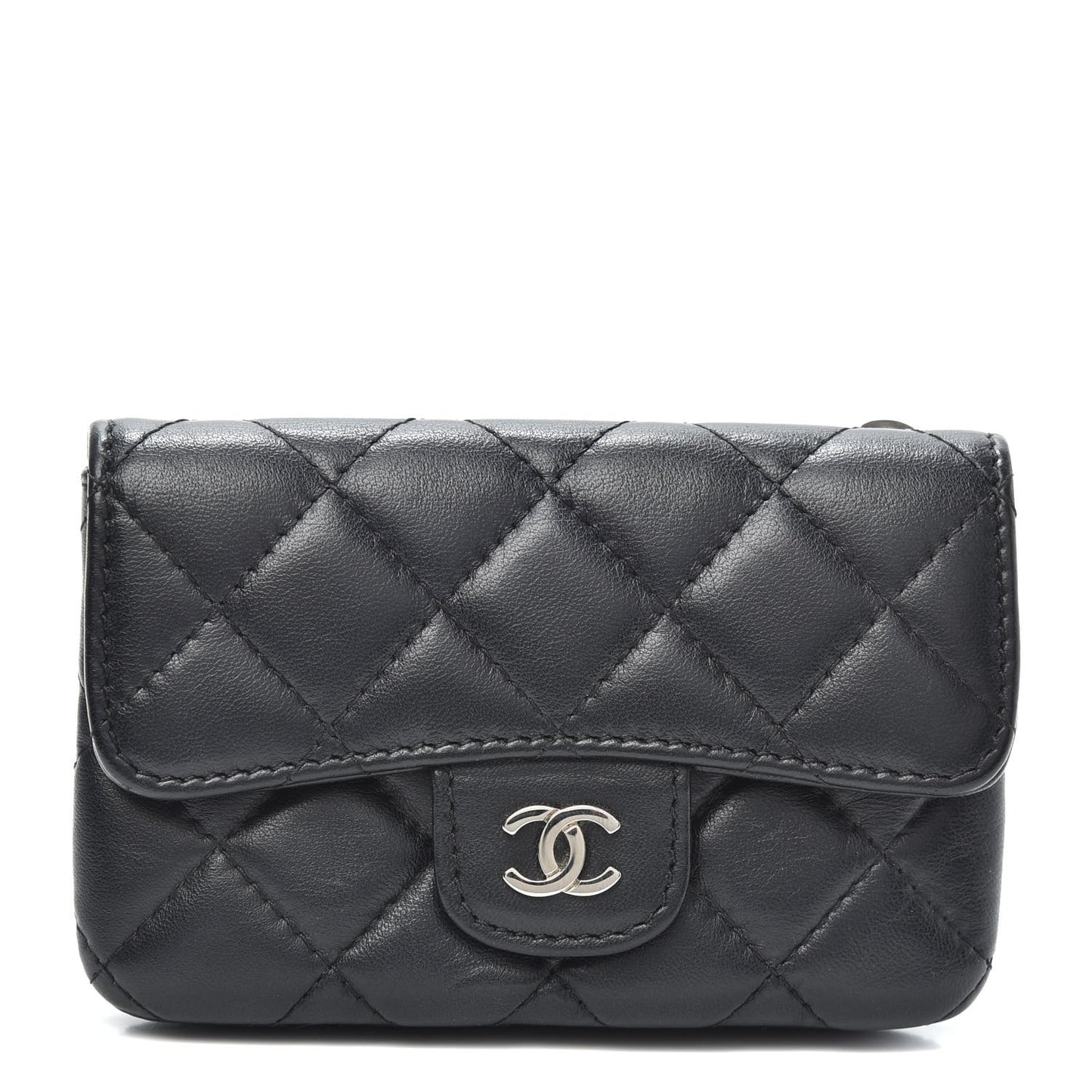 Lambskin Quilted Coin Purse Black