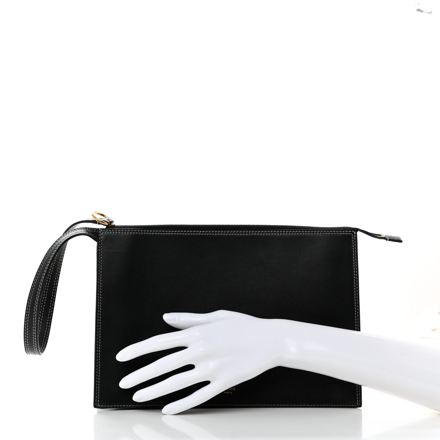 Celine Smooth Calfskin Ring Clutch Black 2 of 9