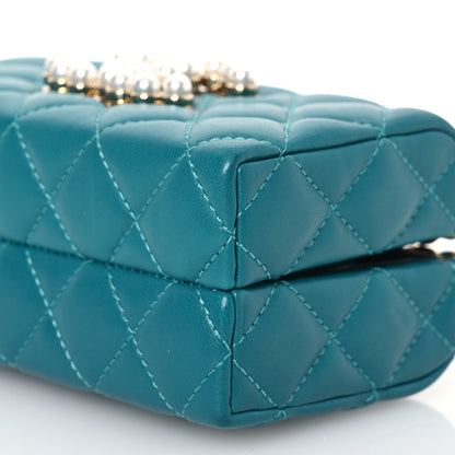 Chanel Lambskin Quilted Pearl CC Vanity Case Turquoise 11 of 15