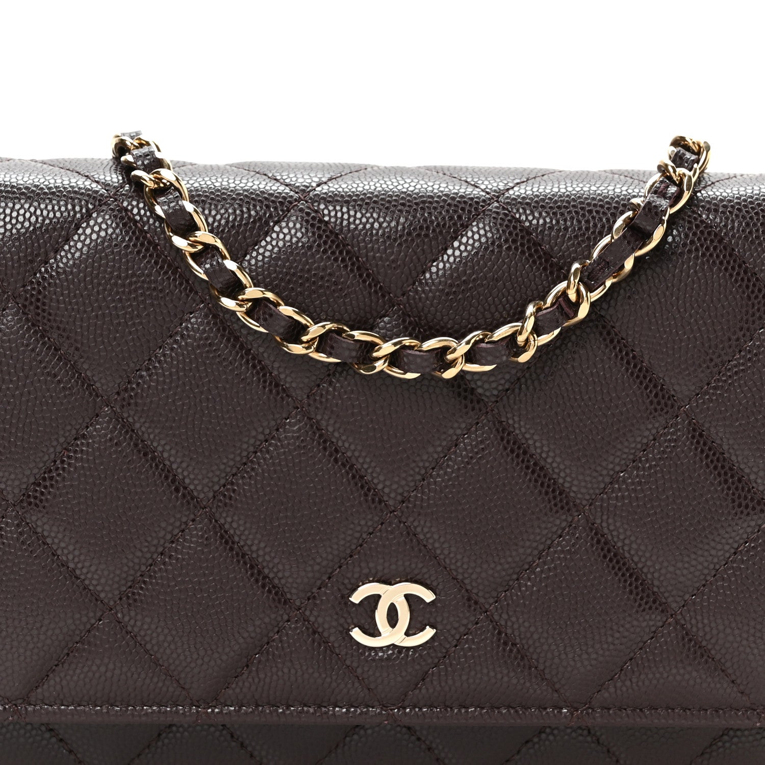 Chanel Caviar Quilted Wallet on Chain WOC Dark Brown 9 of 12