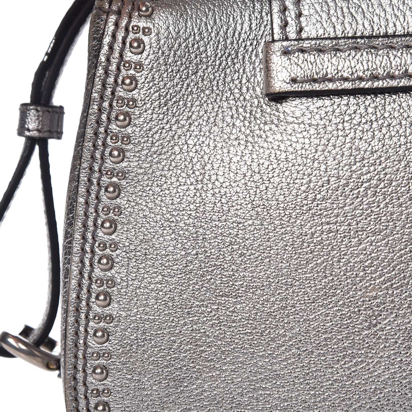 Metallic Goatskin Madras Stud Embellished Buckle Dahlia Shoulder Bag Chrome