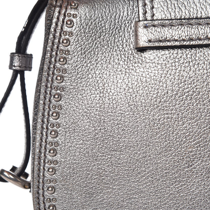 Miu Miu Metallic Goatskin Madras Stud Embellished Buckle Dahlia Shoulder Bag Chrome 18 of 20