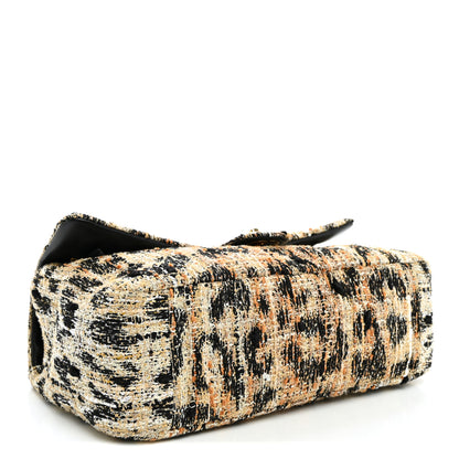 Chanel Tweed Mixed Fibers Leopard Print Small Souplissimo Maxi Flap Brown Black White 4 of 10