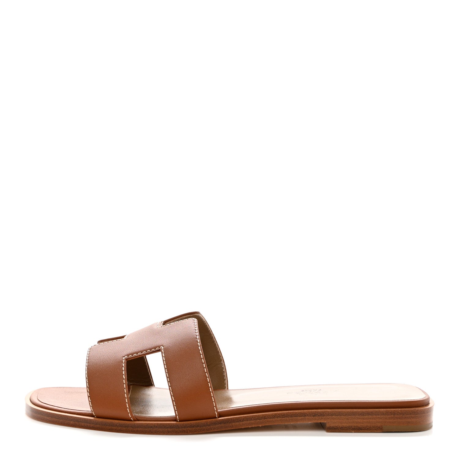 Hermes Box Calfskin Oran Sandals 35.5 Gold 1 of 9