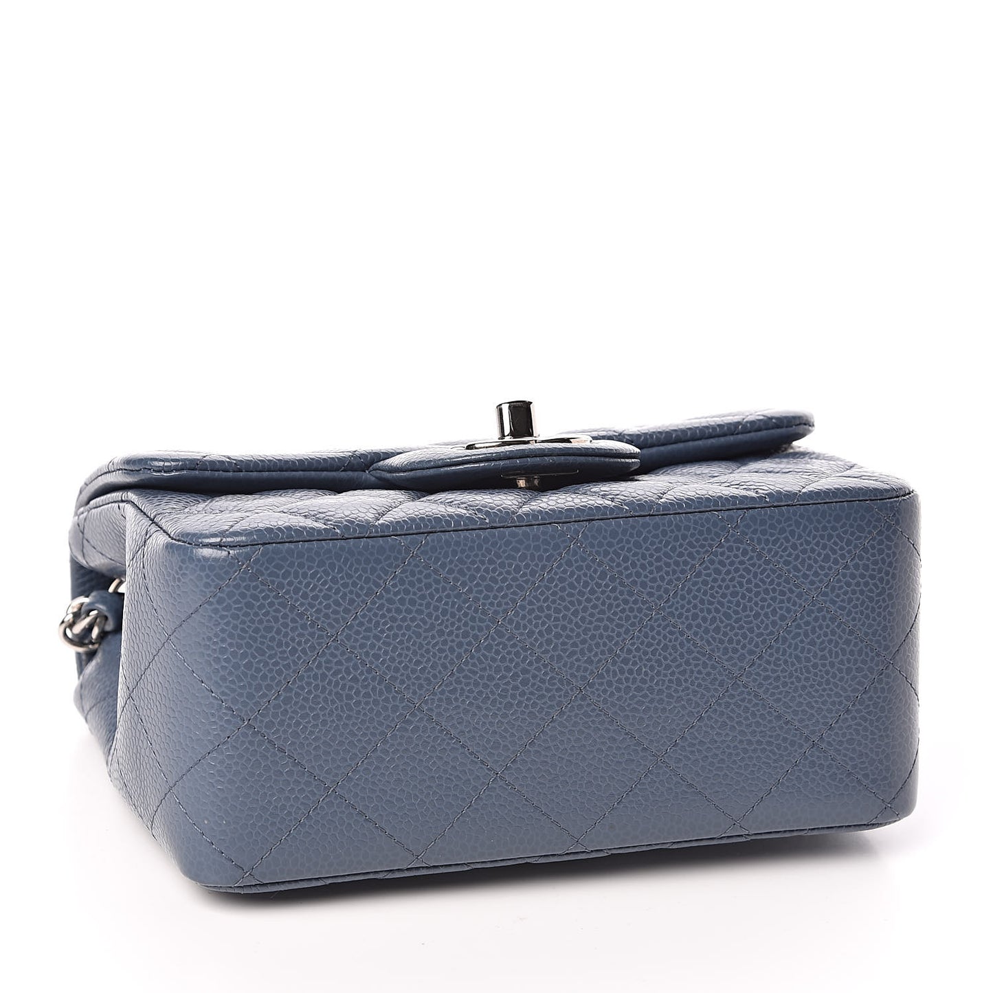 Caviar Quilted Mini Square Flap Dark Blue