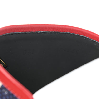 Gucci Canvas Sylvie Stripe Logo Mens Pursuit Slide Sandals 7 Mystic White Hibiscus Red Maritime 7 of 8