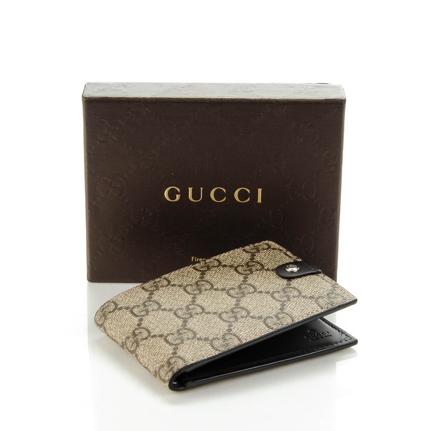 GG Supreme Monogram Jolly Bi-Fold Wallet Dark Brown