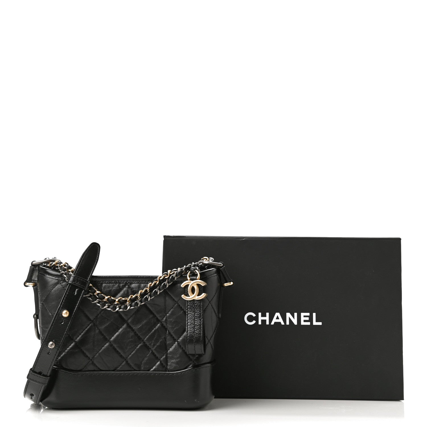 Chanel Aged Calfskin Quilted Small Gabrielle Hobo Black 11 of 11