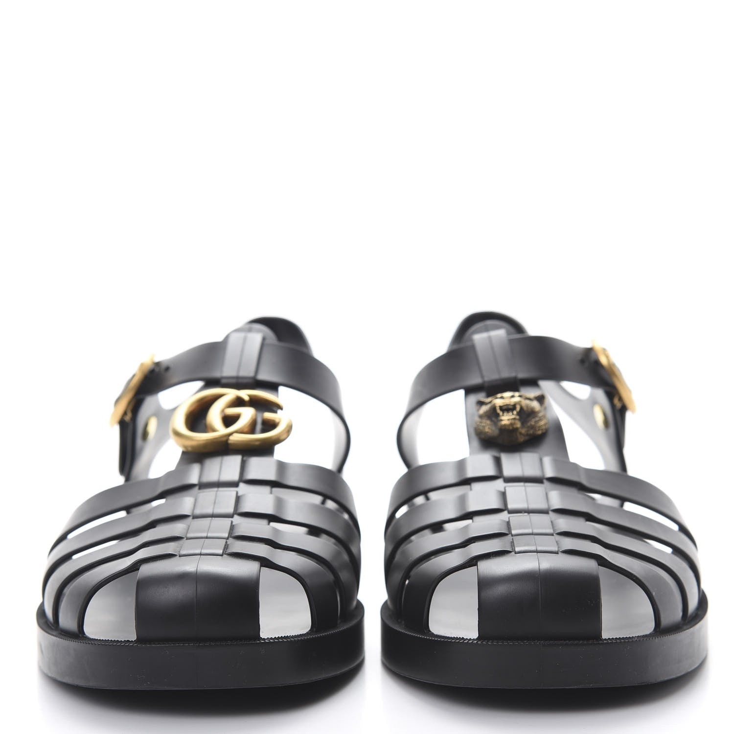Gucci Rubber Mens Buckle Strap Sandals 8 Black 2 of 7