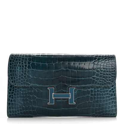 Hermes Shiny Alligator Enamel Constance Wallet Colvert 1 of 16