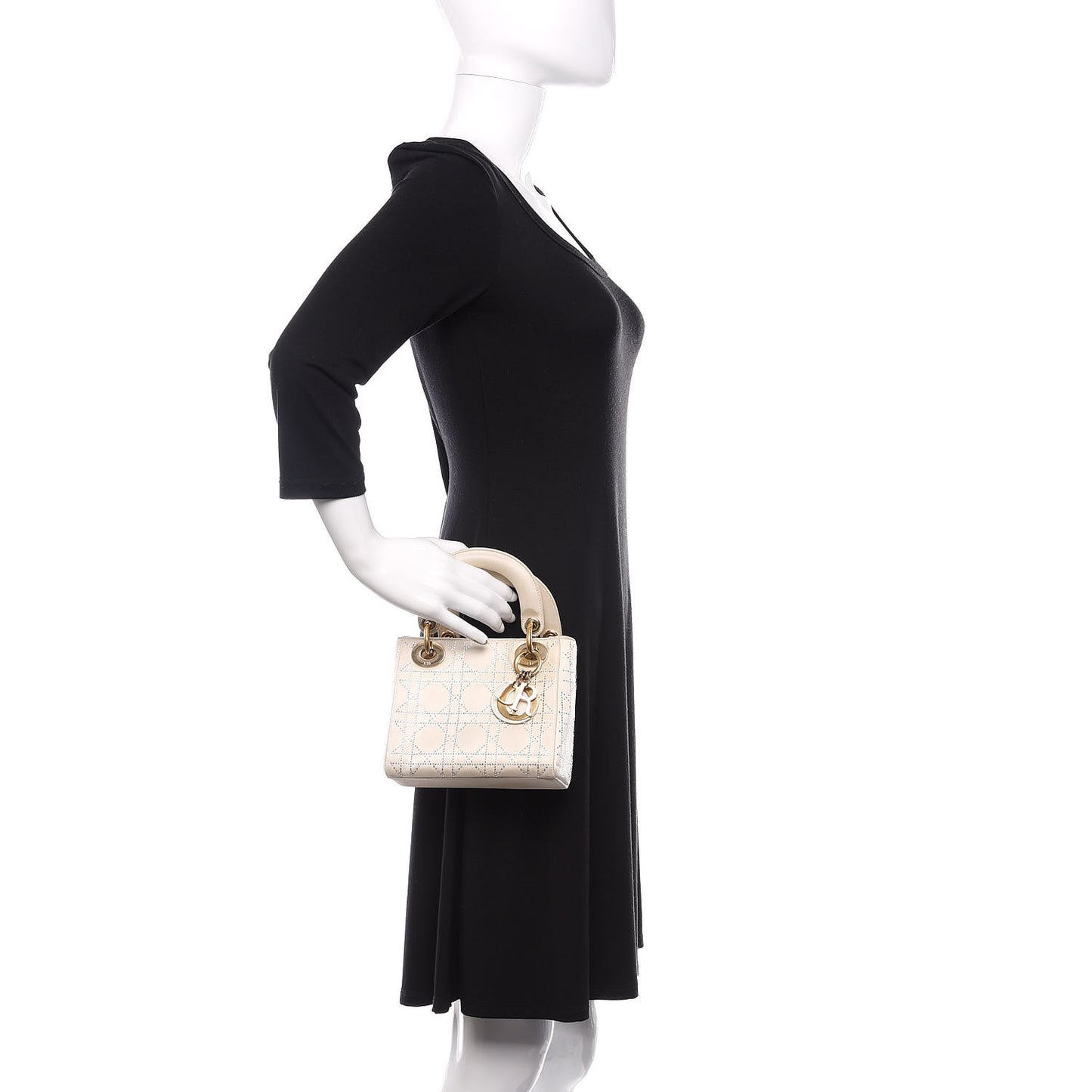 Satin Crystal Cannage Mini Lady Dior White
