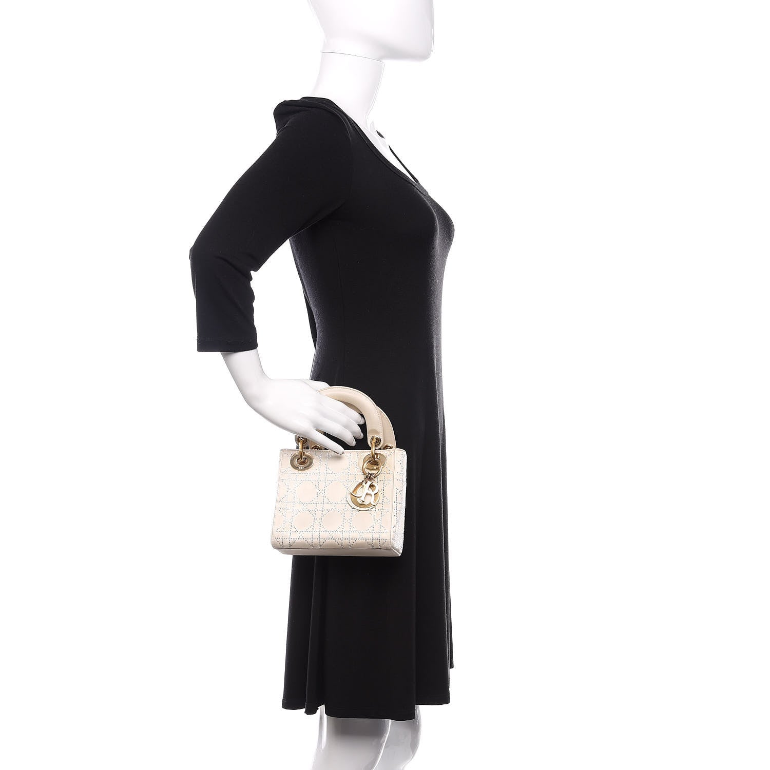 Christian Dior Satin Crystal Cannage Mini Lady Dior White 2 of 10
