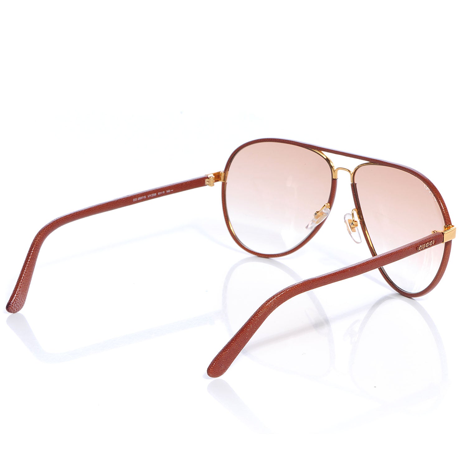 Gucci Leather Aviator Sunglasses 2887/S Brown 2 of 6