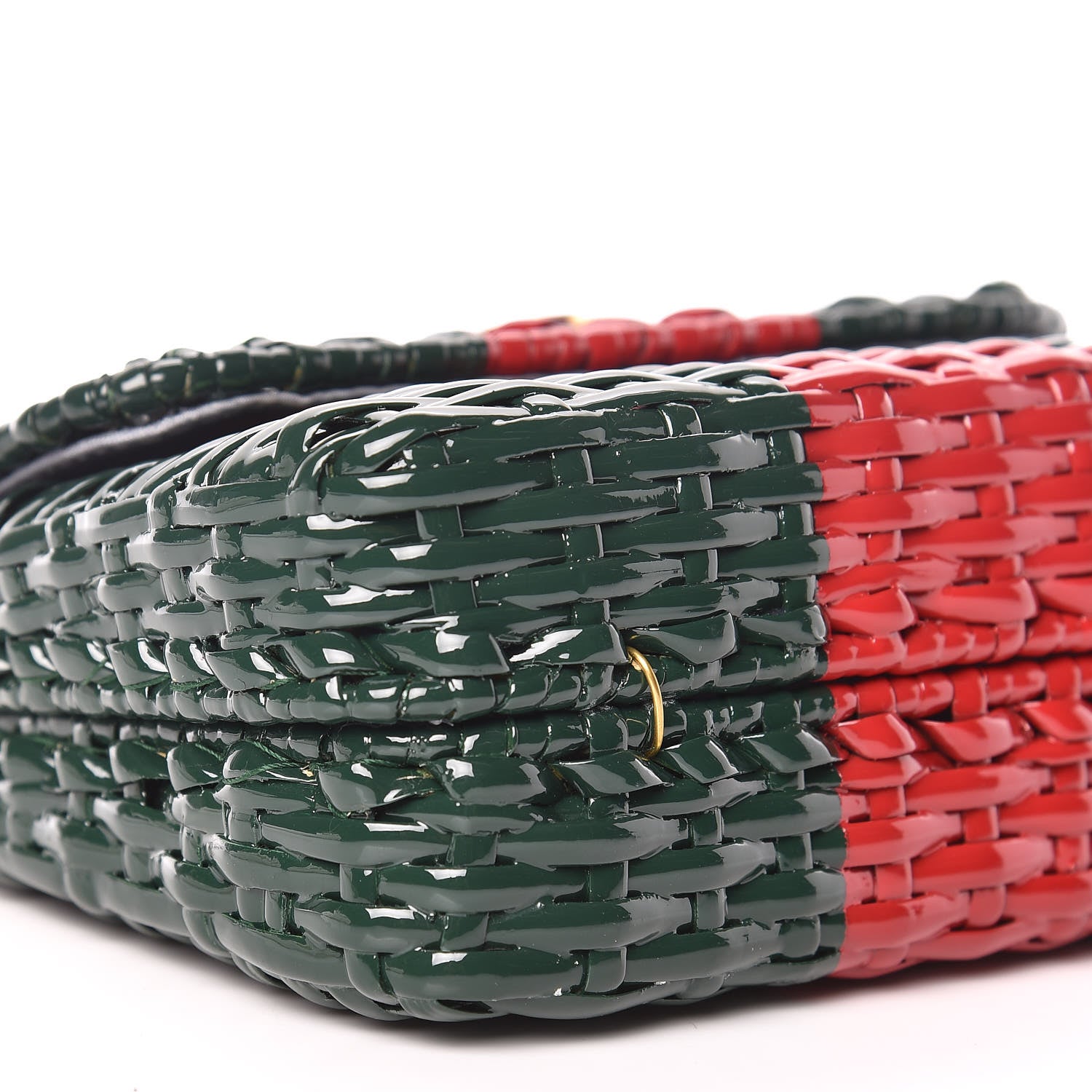 Gucci Glazed Wicker Stripe Mini Cestino Shoulder Bag Green 6 of 10