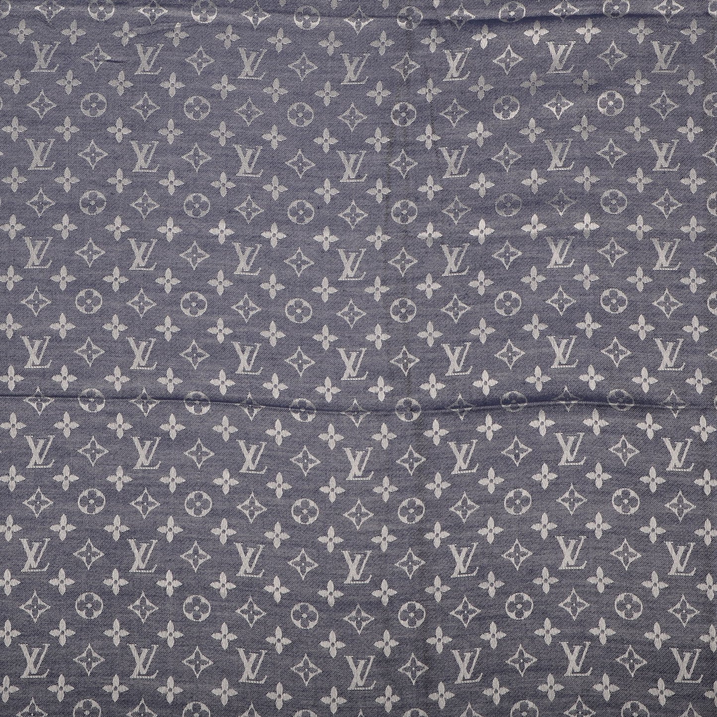Silk Wool Monogram Denim Shawl Blue