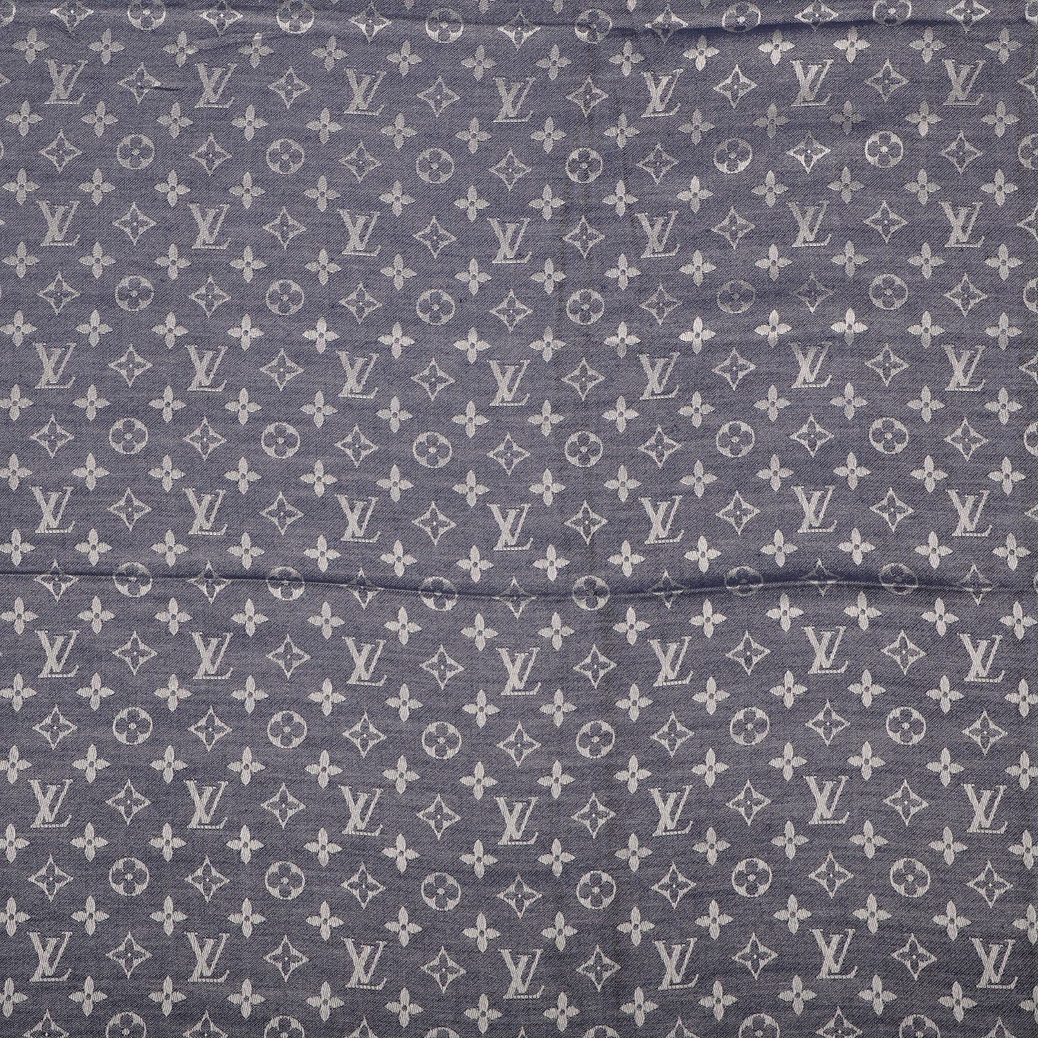 Louis Vuitton Silk Wool Monogram Denim Shawl Blue 1 of 5