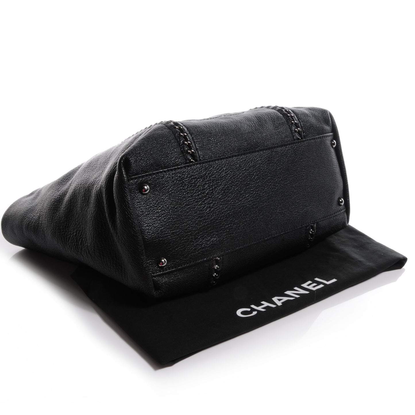 Metallic Deerskin Luxe Ligne Tote Black