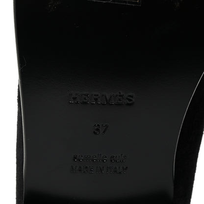 Hermes Suede Goatskin Womens Destin Loafer 37 Black 6 of 8
