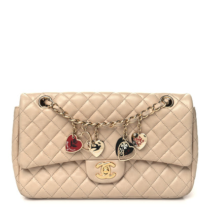 Chanel Lambskin Quilted Valentine Charms Medium Single Flap Beige 1 of 13