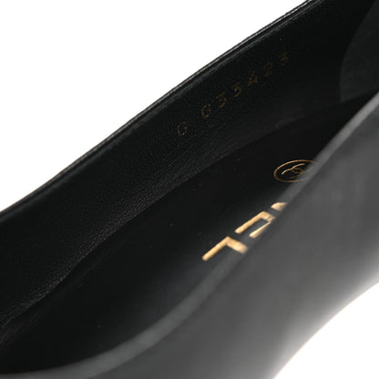 Chanel Lambskin Patent Calfskin Cap Toe CC Pumps 37 Black 9 of 10