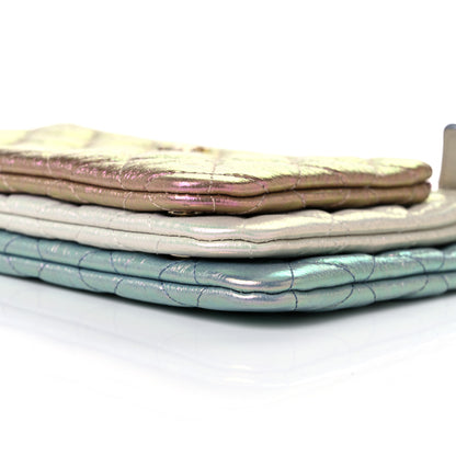 Chanel Iridescent Crumpled Calfskin Trio Cosmetic Case Blue Pink Ivory 6 of 13