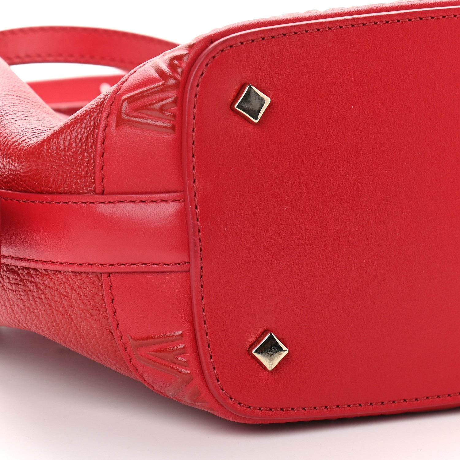 MCM Grained Calfskin Bucket Bag Red 8 of 9
