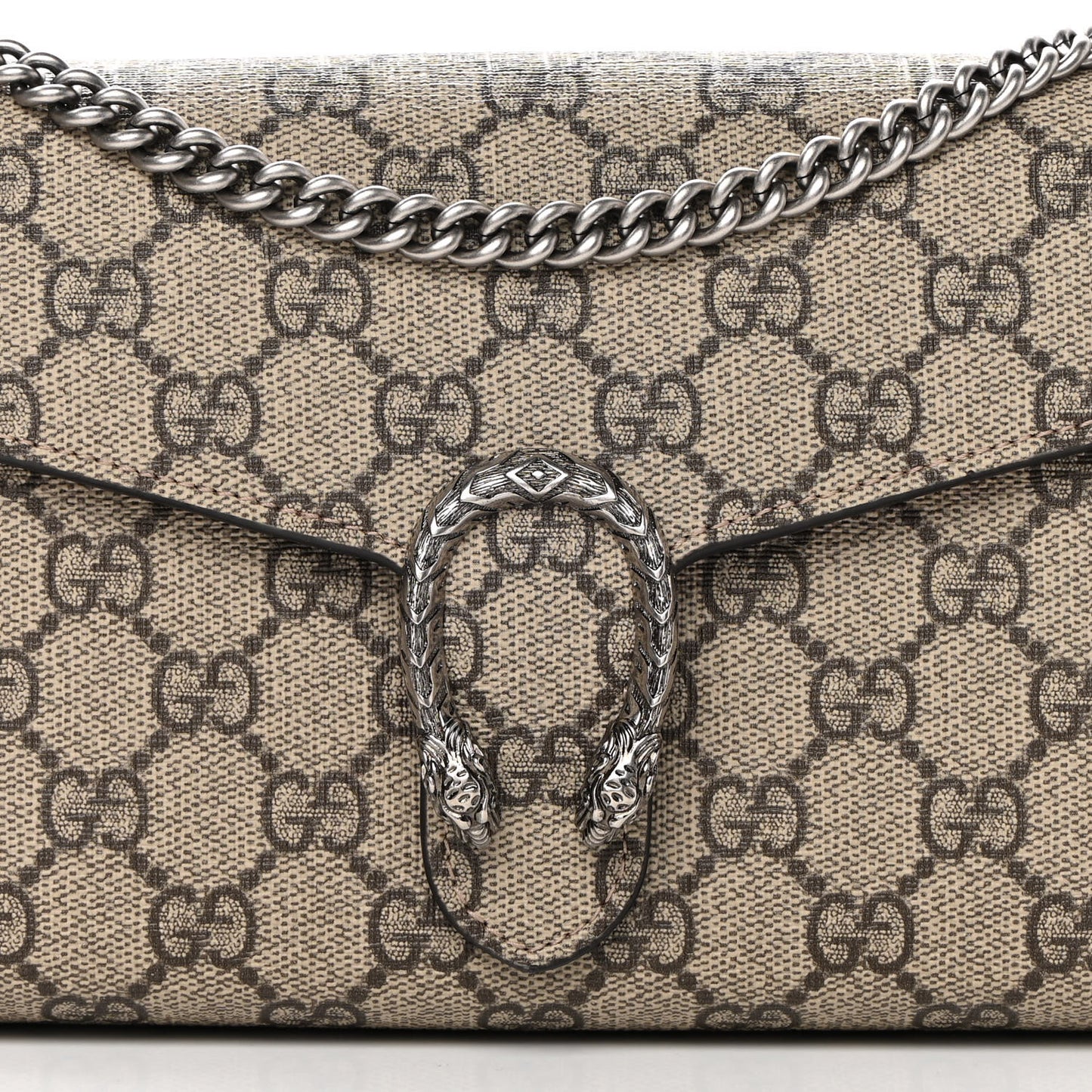 GG Supreme Monogram Mini Dionysus Chain Wallet Beige Vulcanic Red