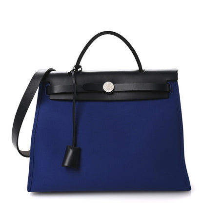 Hermes Vache Hunter Toile Militaire Herbag Zip 31 PM Bleu Electrique Bleu Indigo 1 of 11