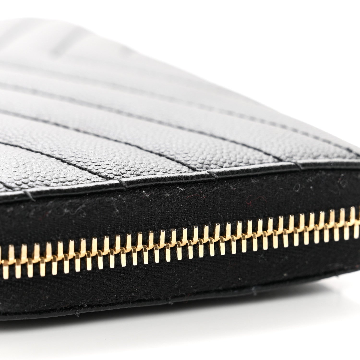 Saint Laurent Grain De Poudre Matelasse Chevron Monogram Zip Around Wallet Black 9 of 9