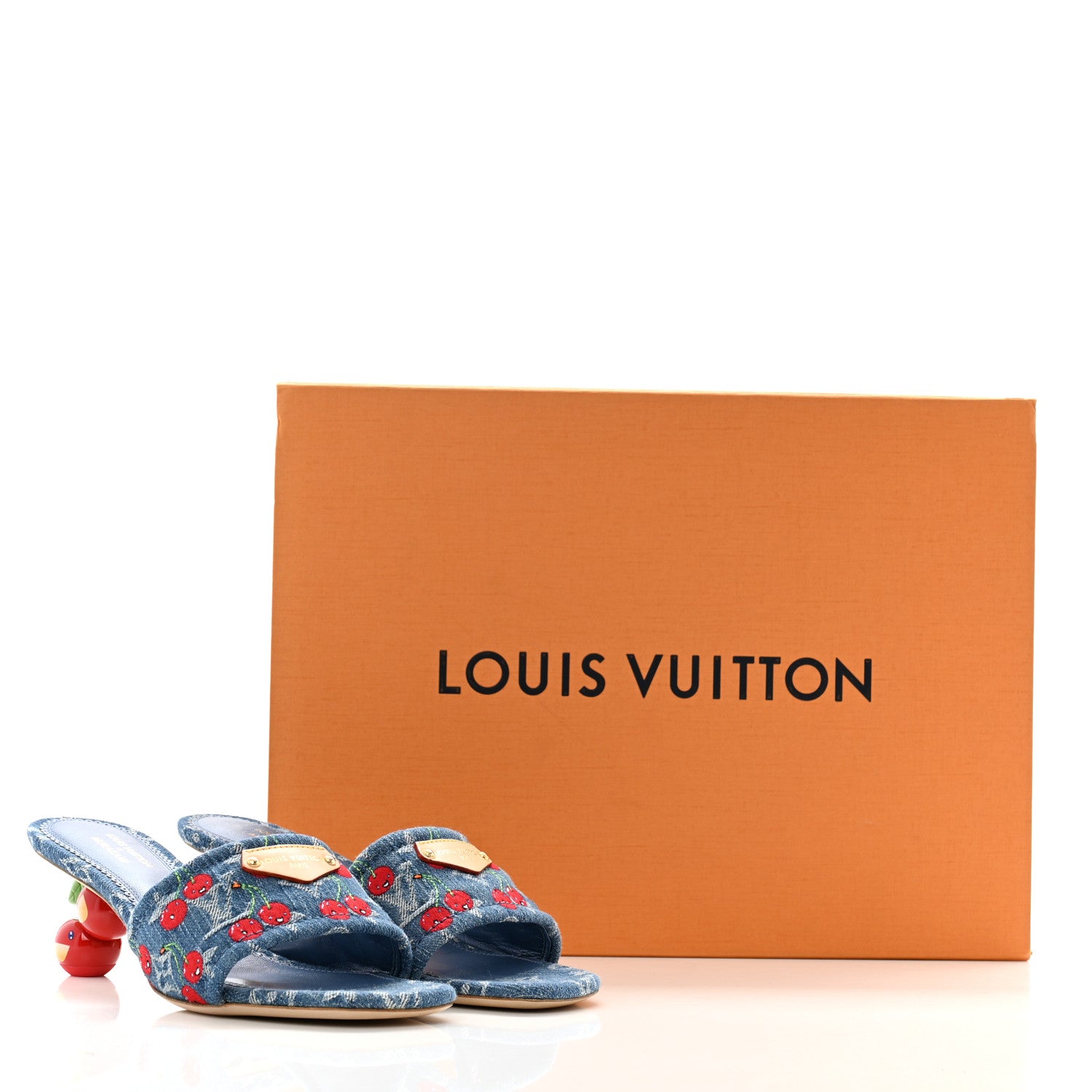 Louis Vuitton LV X TM Monogram Denim Cerises Lily Mules 37 Blue 10 of 10