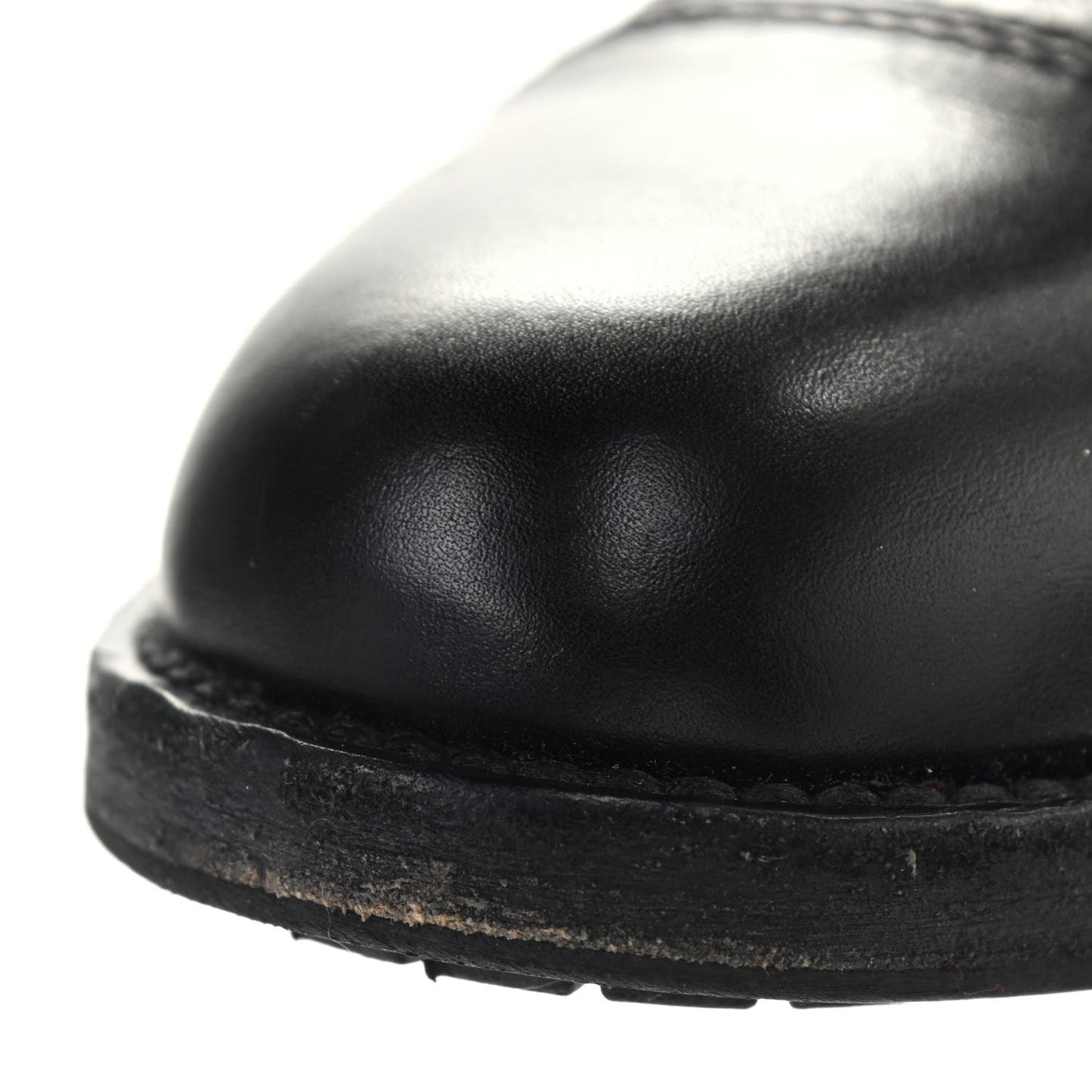 Calfskin Quilted Lace Up Combat Boots 36.5 Black