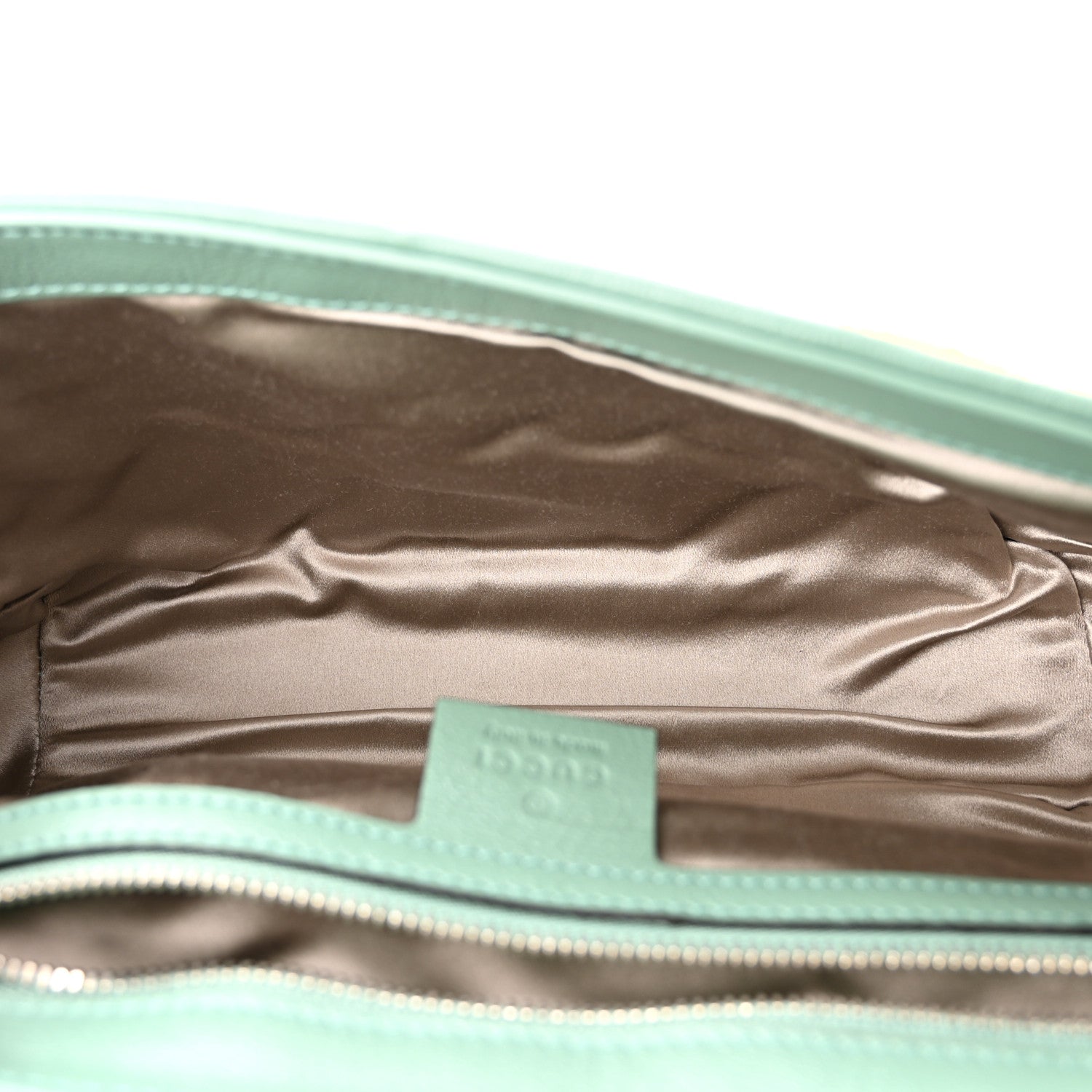 Gucci Sequin Satin Calfskin Matelasse Diagonal Small GG Marmont Shoulder Bag Grigio Argento Verde Chiaro Rosa Giallo Light Water Green 5 of 10