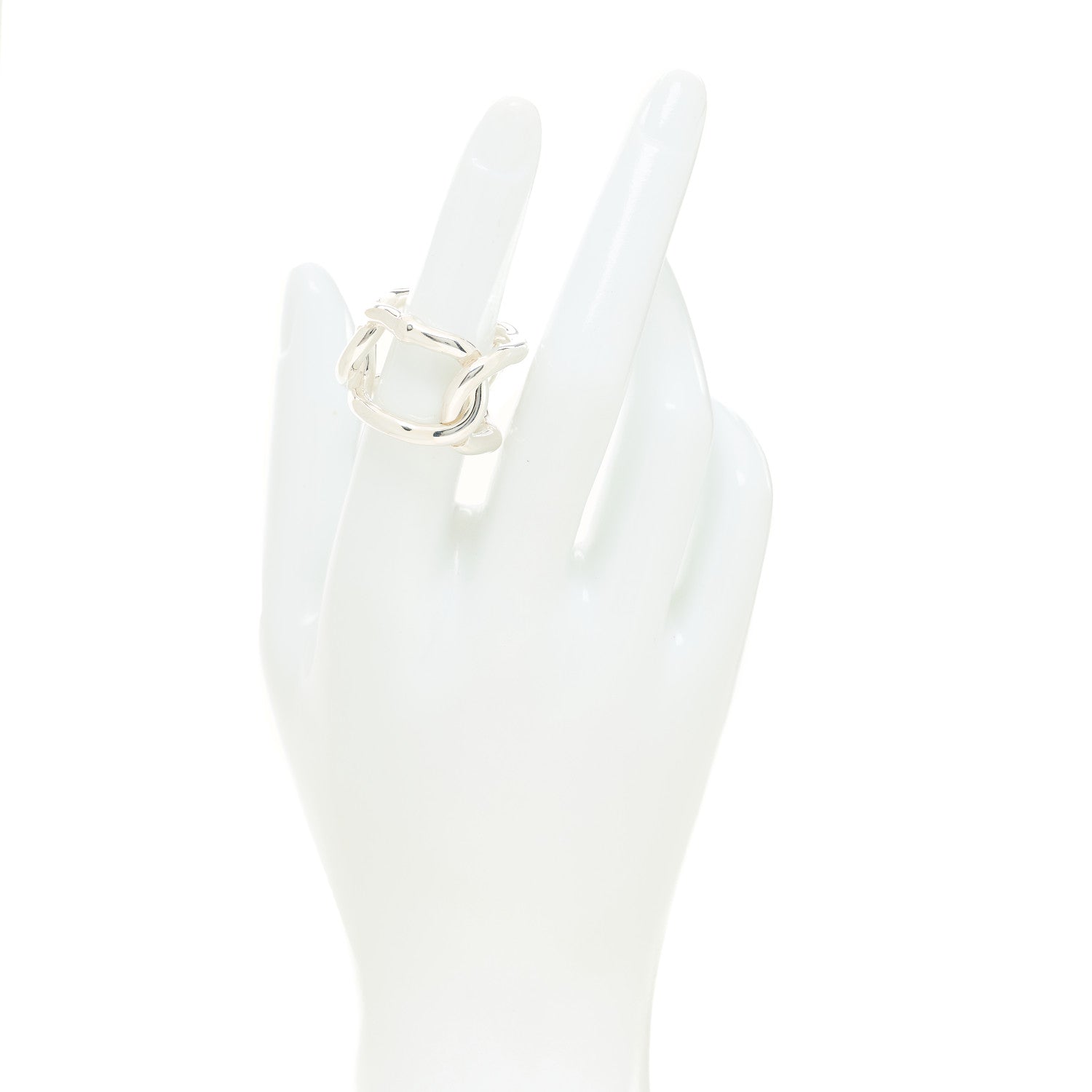 Bottega Veneta Sterling Silver Link Band Ring 53 6.5 2 of 5