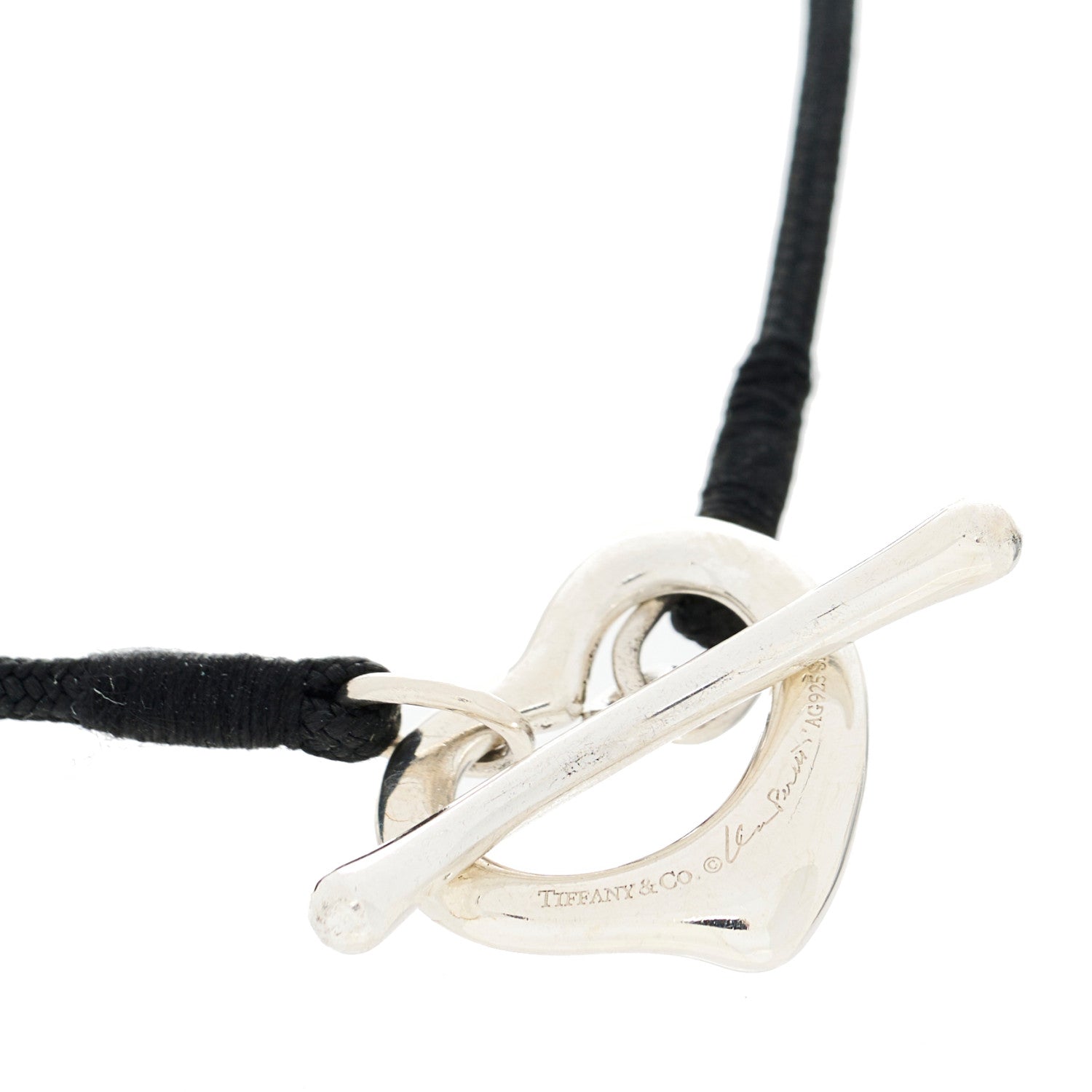 Tiffany Sterling Silver Elsa Peretti Open Heart Silk Cord Bracelet 3 of 3