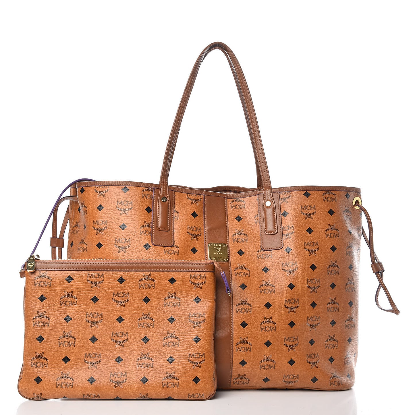 Visetos Large Liz Reversible Shopper Tote Cognac