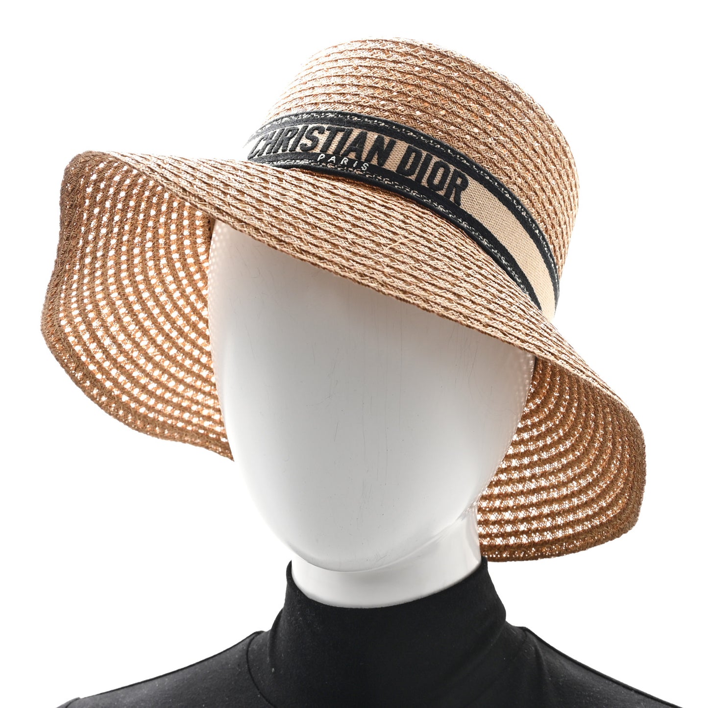 Straw Embroidered D-Bobby Large Brim Hat 57 Natural
