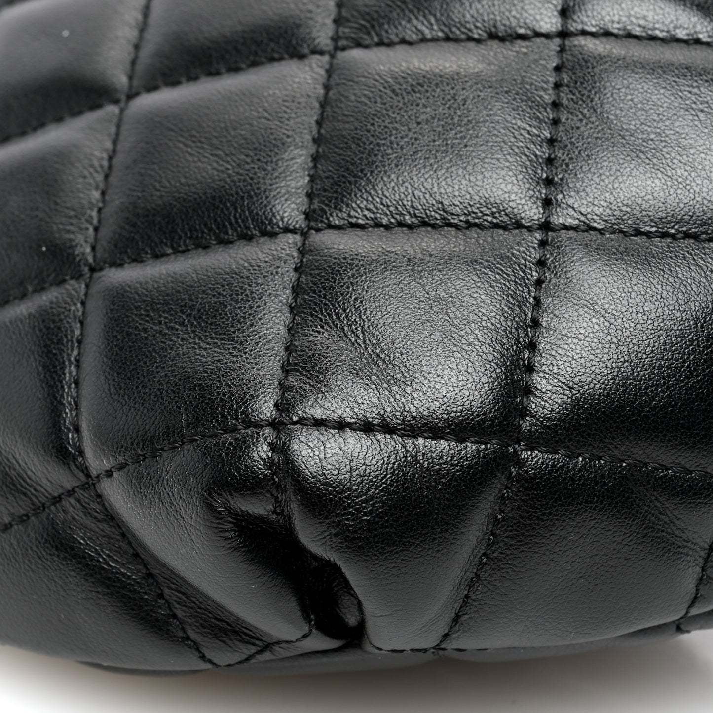 Calfskin Quilted Waist Belt Bag Black