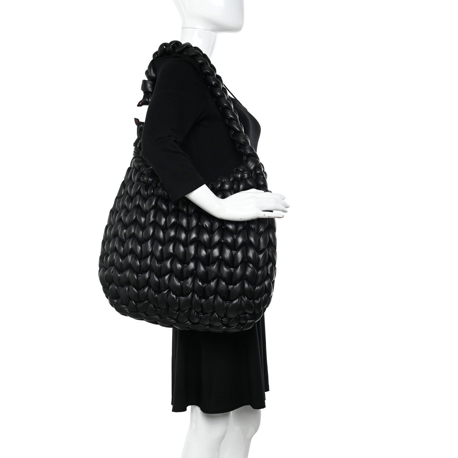 Chloe Lambskin Woven Wooden C Shoulder Bag Black 2 of 11