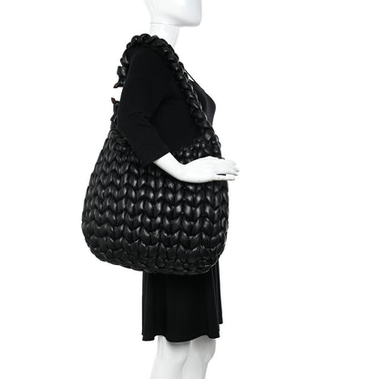 Chloe Lambskin Woven Wooden C Shoulder Bag Black 2 of 11