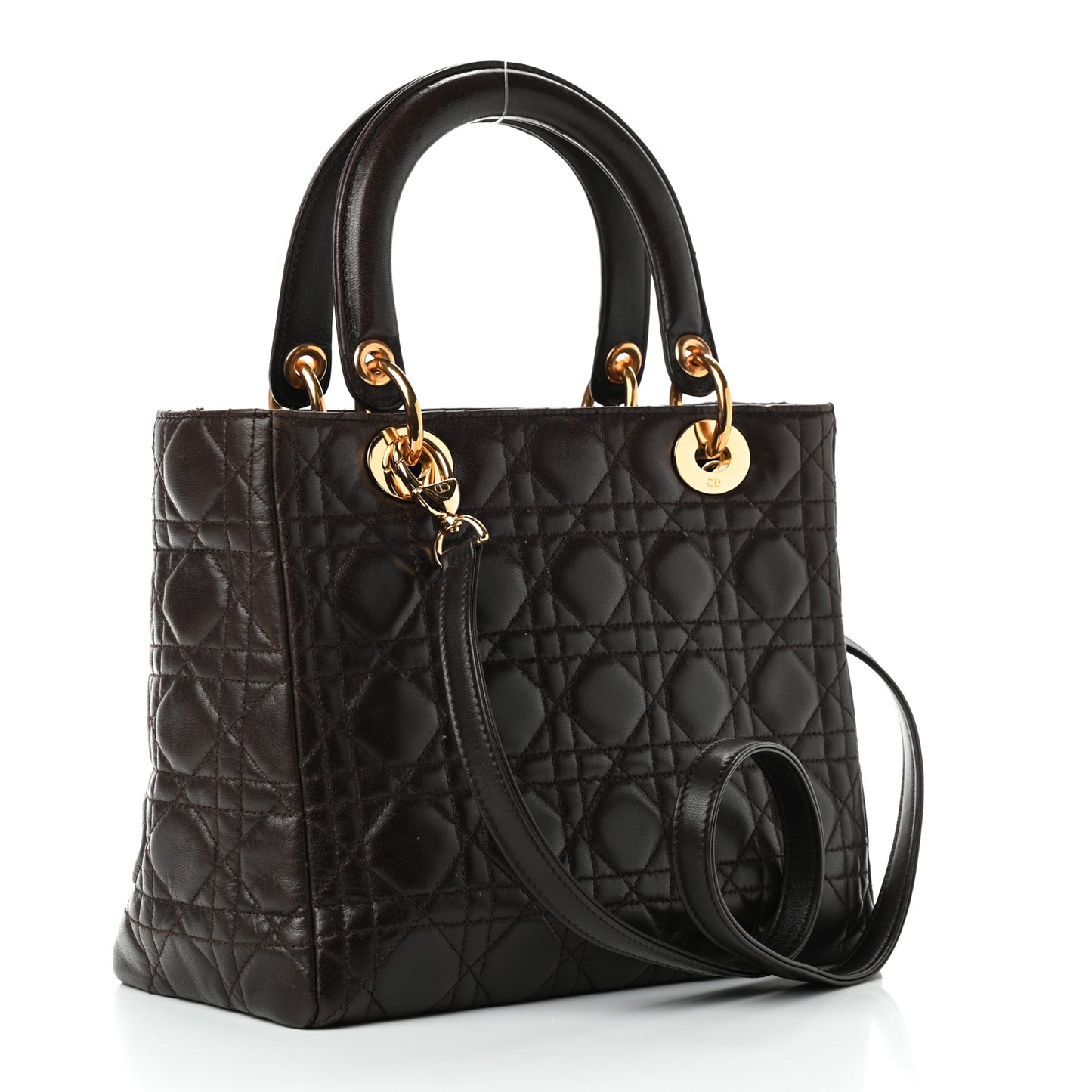 Lambskin Cannage Medium Lady Dior Dark Brown