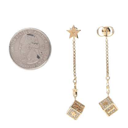 Christian Dior Crystal Star Dice Dangle Earrings Gold 2 of 3